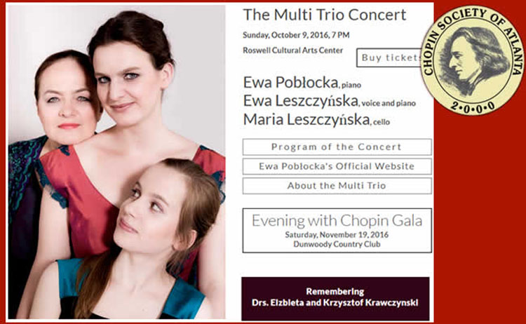 The Multi Trio Concert in Roswell Cultural Arts Center Ewa Poblocka Atlanta 2016